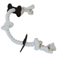 Load image into Gallery viewer, White rope dog chew toy with leather bone-shaped ends on a white background
