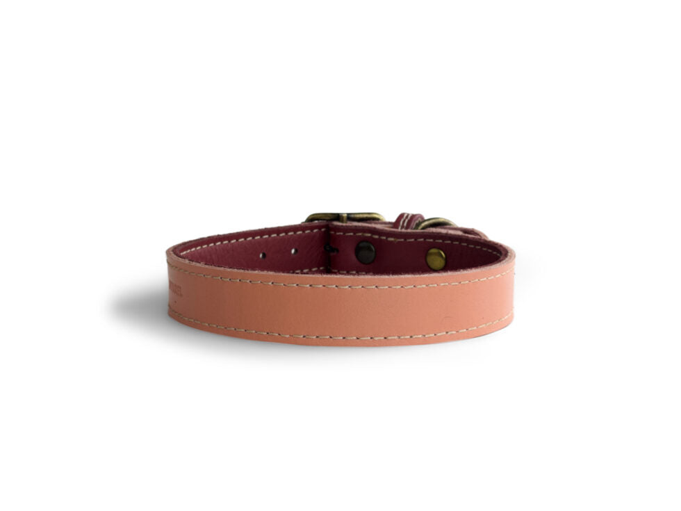 Rose Pink Leather Dog Collar