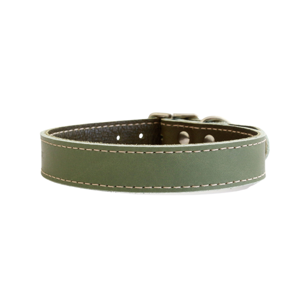 Sage Green Leather Dog Collar