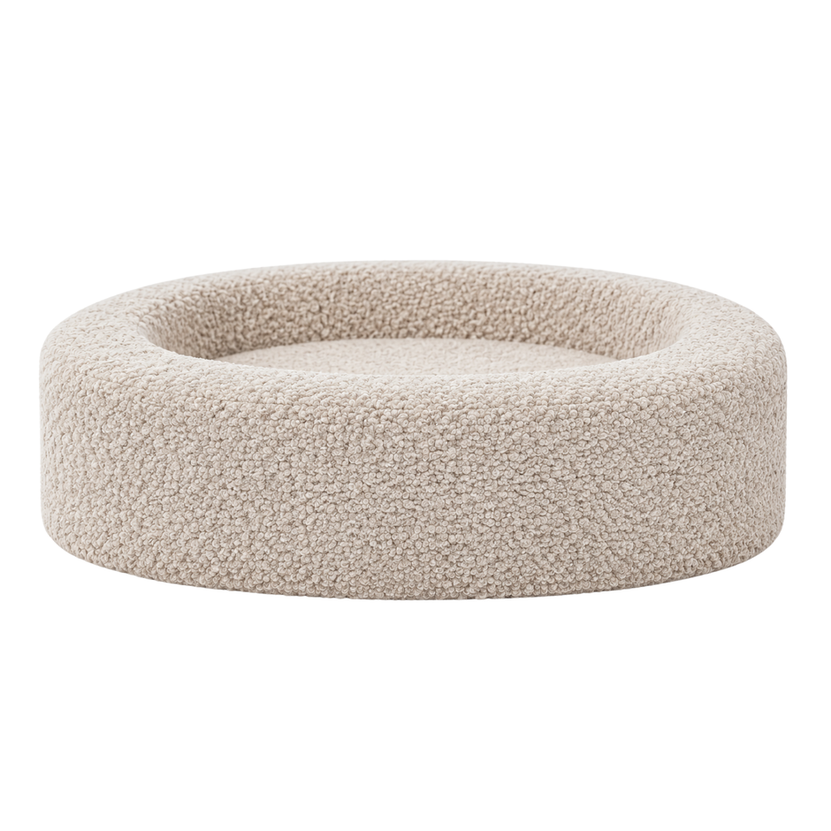 Badoodoo Bambi Bouclé Pod round dog bed in Beige