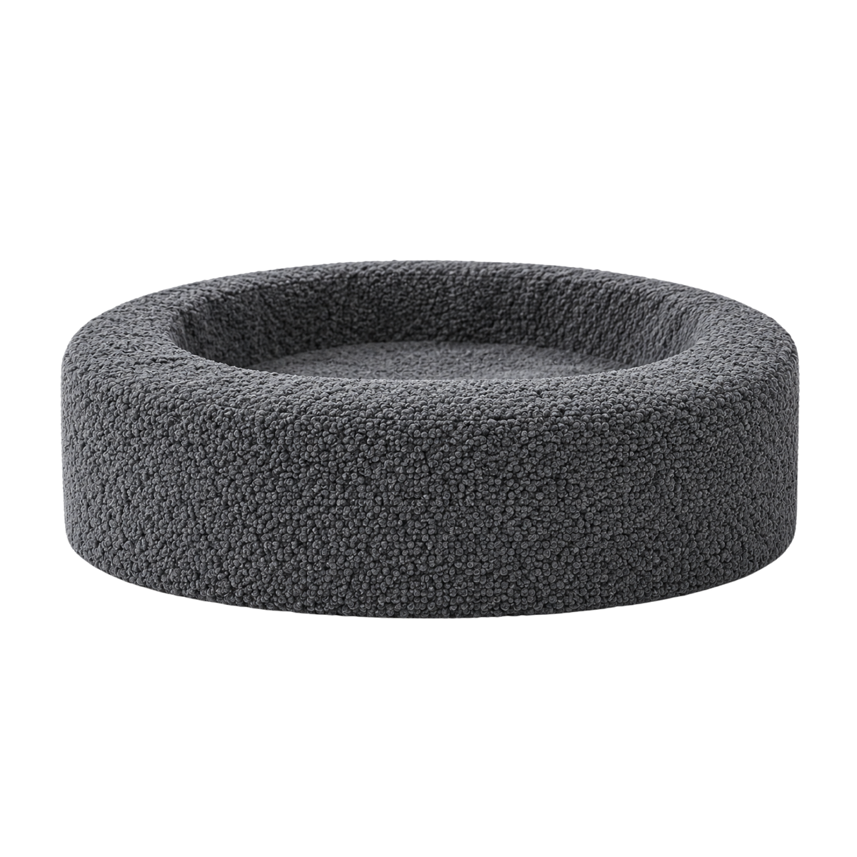 Badoodoo Bambi Bouclé Pod round dog bed in Charcoal