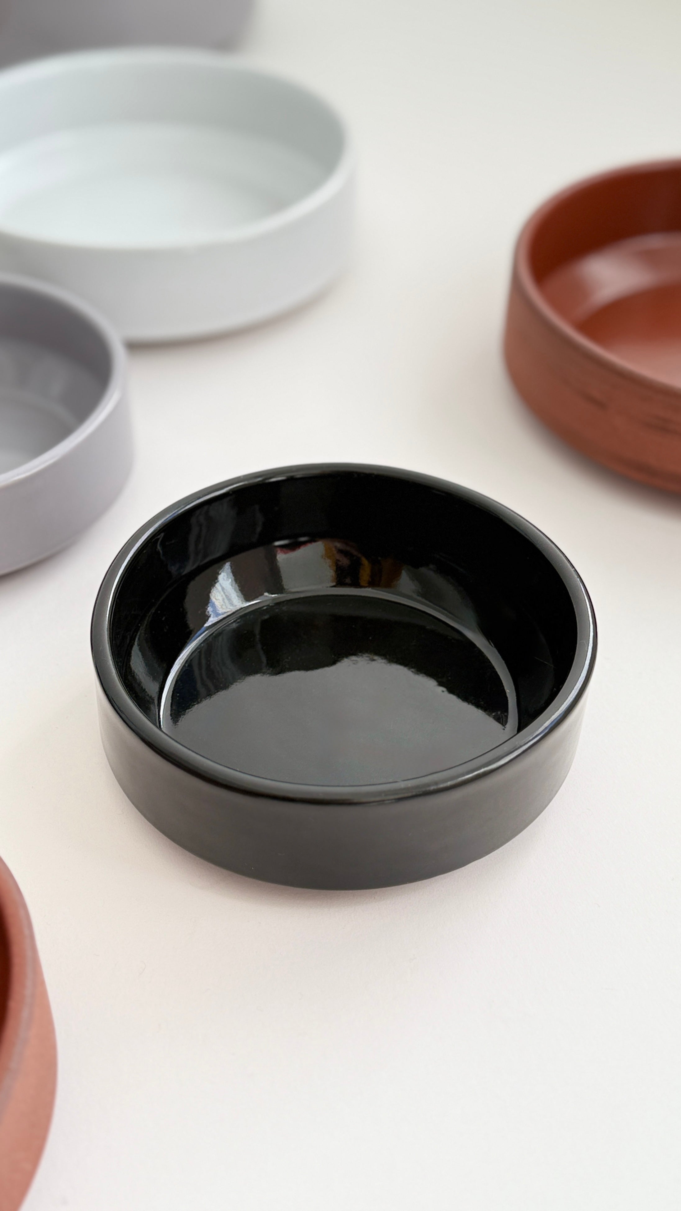 Black Handmade Ceramic Dog Bowl