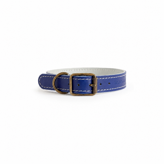 Indigo Leather Dog Collar