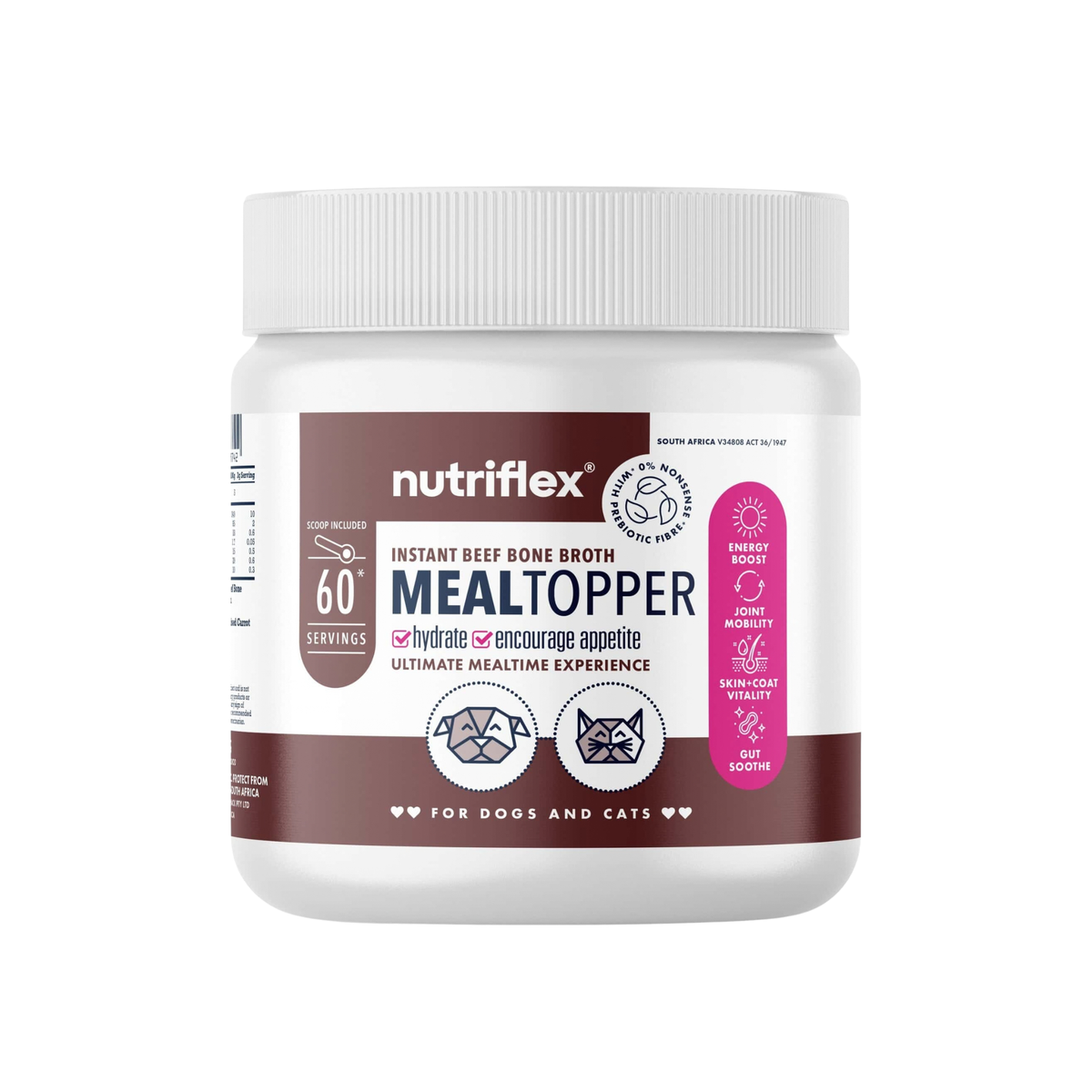 NutriFlex Instant Beef Bone Broth for Dogs & Cats, 180 g