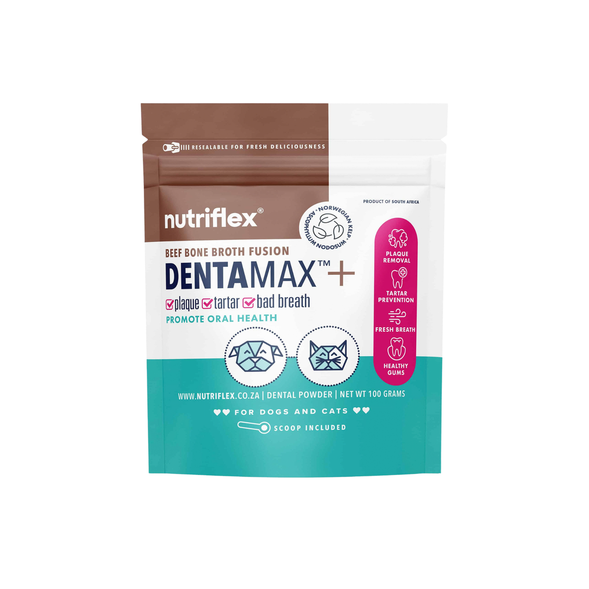 NutriFlex DentaMax Dental Powder for Dogs & Cats, Beef Bone Broth