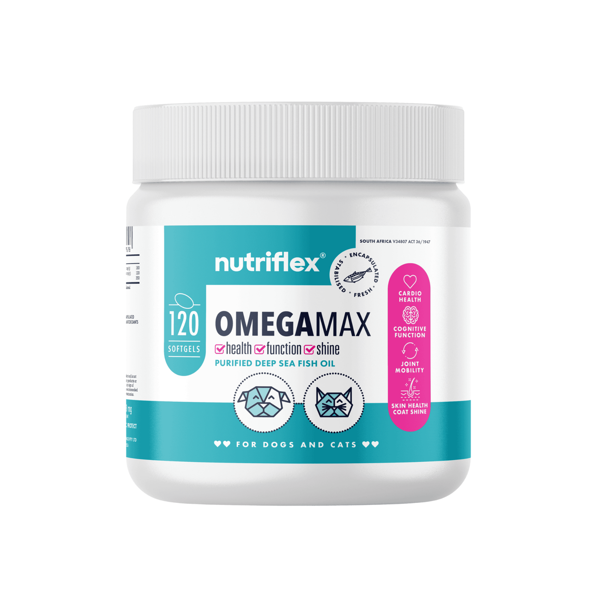 NutriFlex OmegaMax Omega-3 Fish Oil Softgels for Dogs & Cats