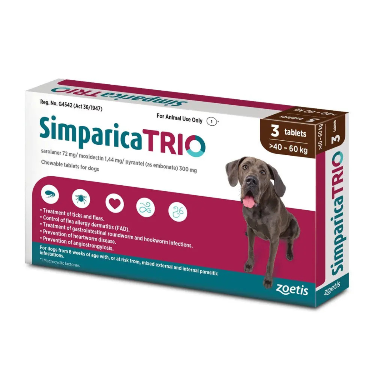 Simparica Trio Flea, Tick & Worm Chews for Dogs