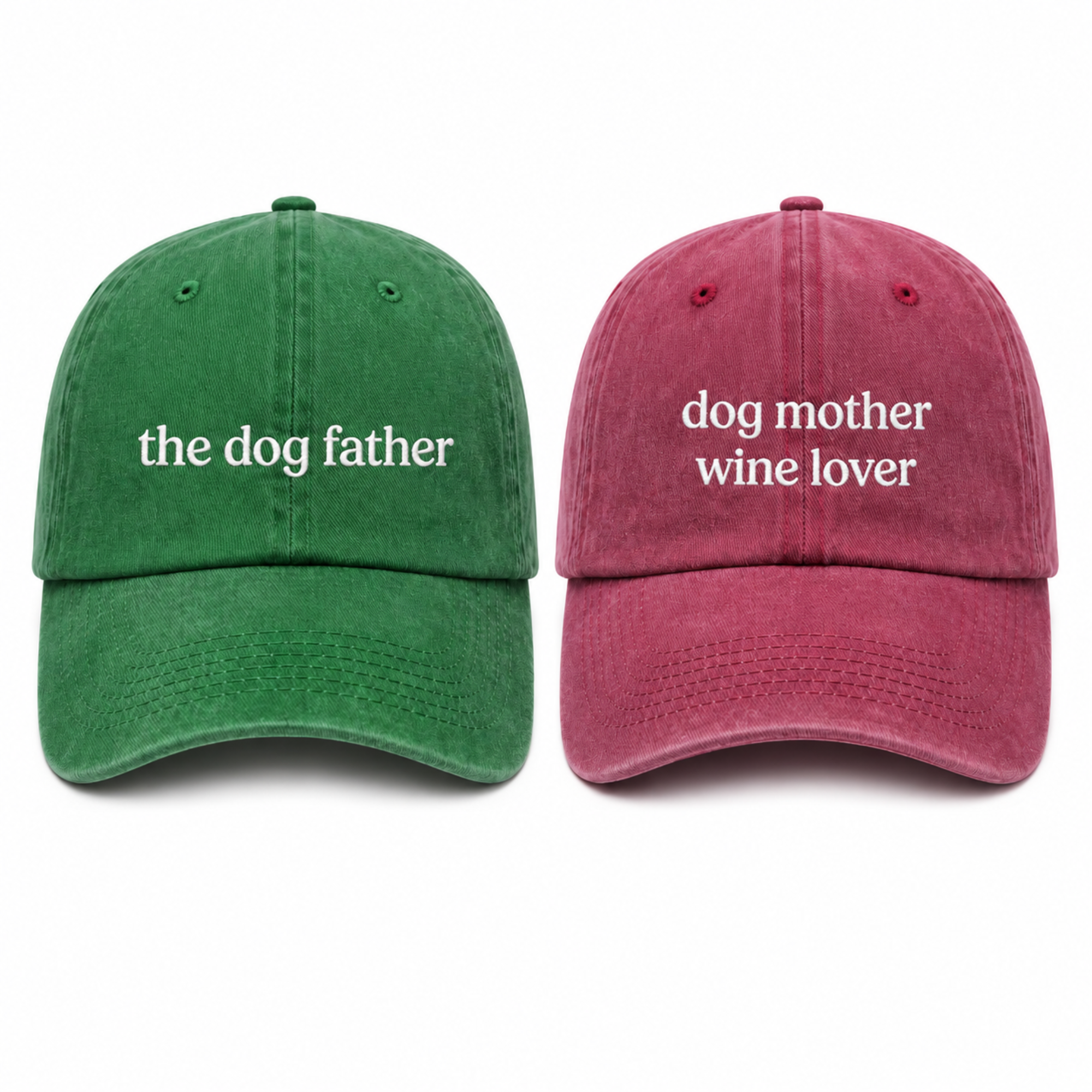 Dog Mother & Father Matching Cap Pair