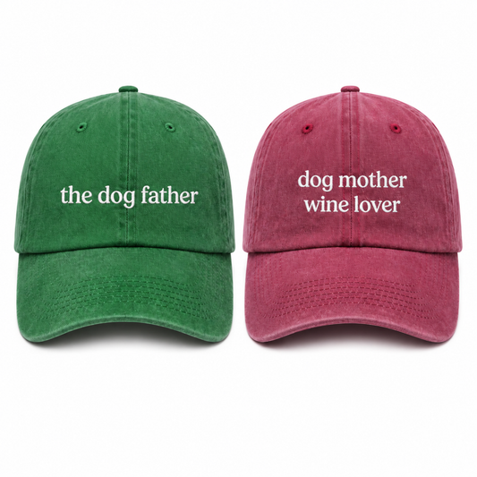 Dog Mother & Father Matching Cap Pair