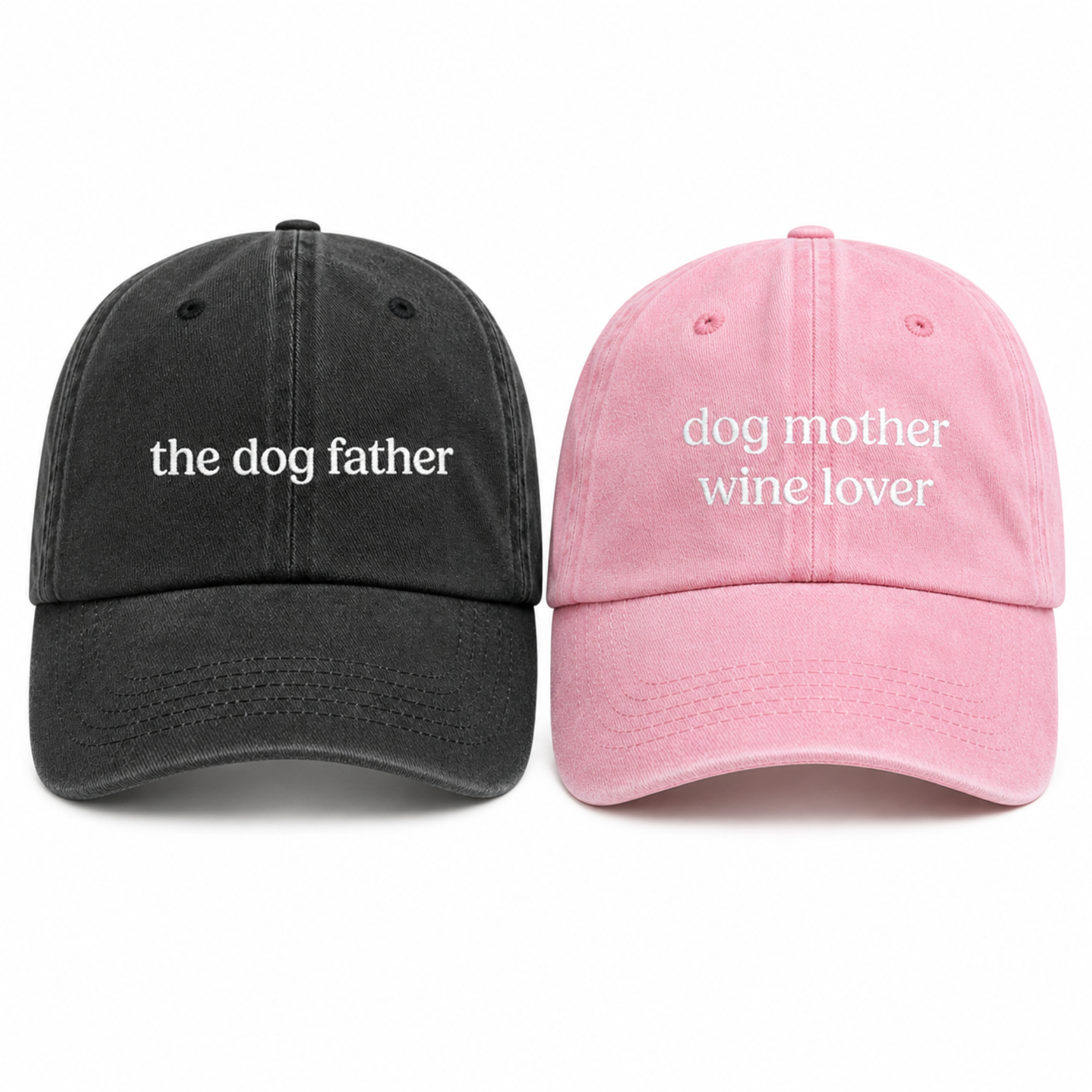 Dog Mother & Father Matching Cap Pair