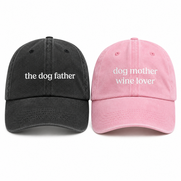 Dog Mother & Father Matching Cap Pair