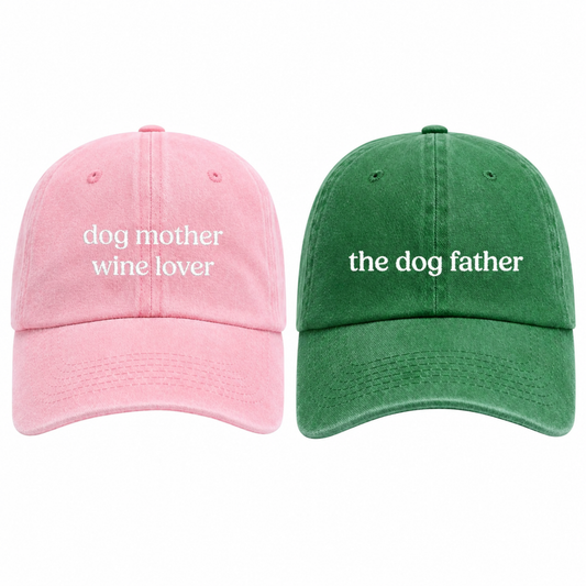 Dog Mother & Father Matching Cap Pair