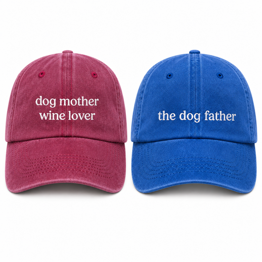 Dog Mother & Father Matching Cap Pair