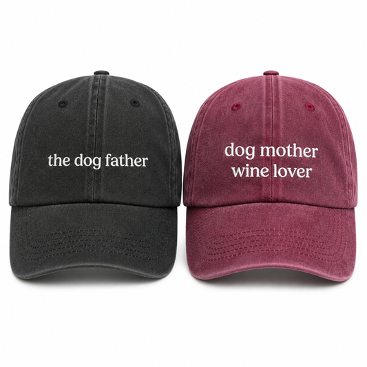 Dog Mother & Father Matching Cap Pair