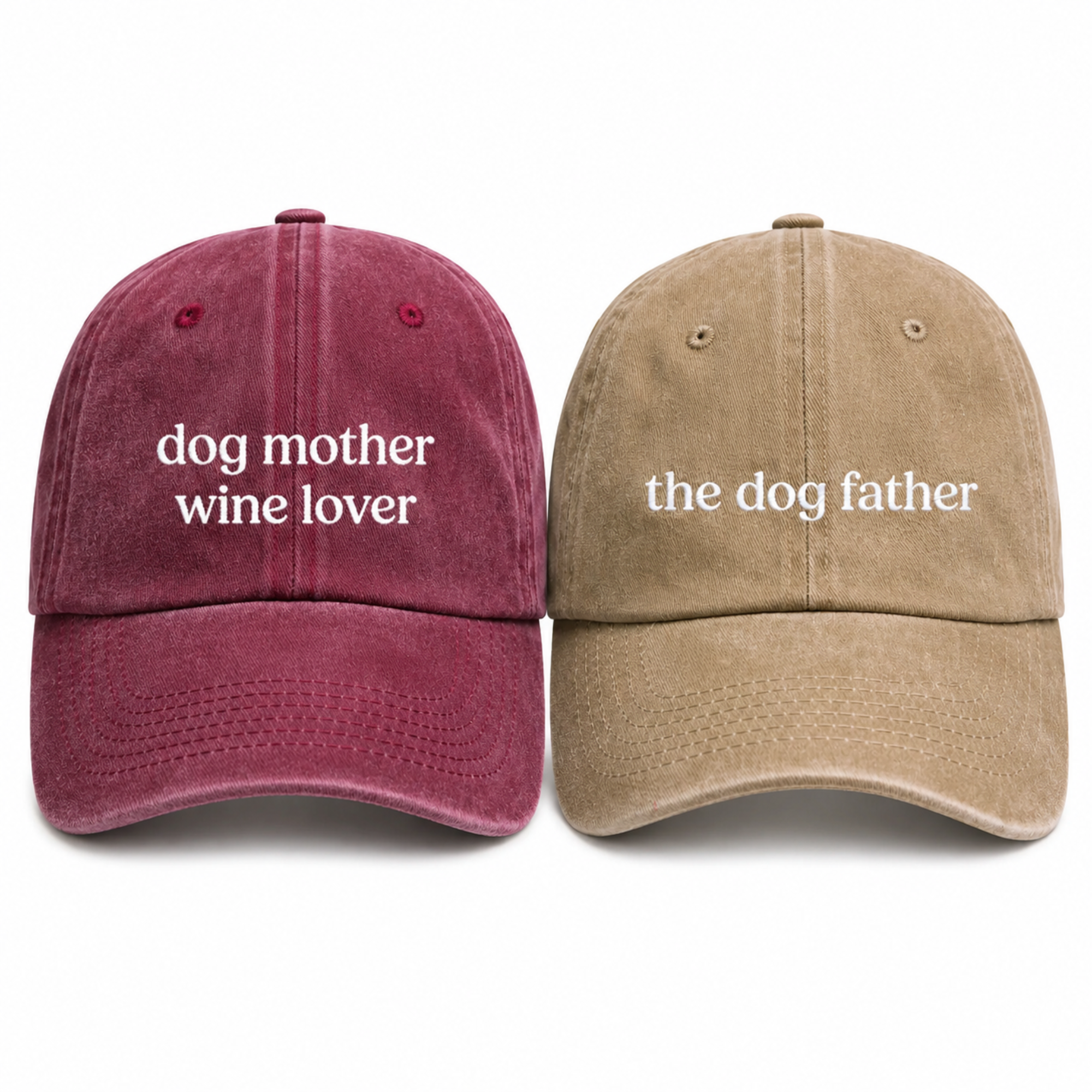 Dog Mother & Father Matching Cap Pair