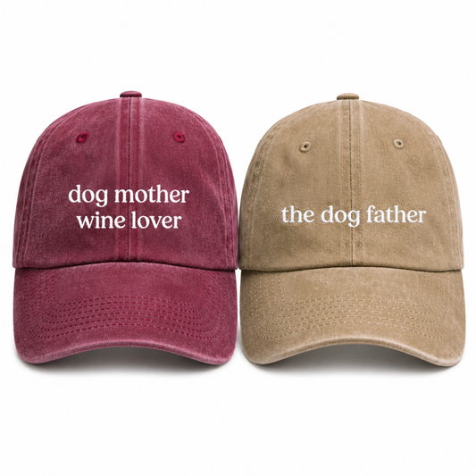 Dog Mother & Father Matching Cap Pair