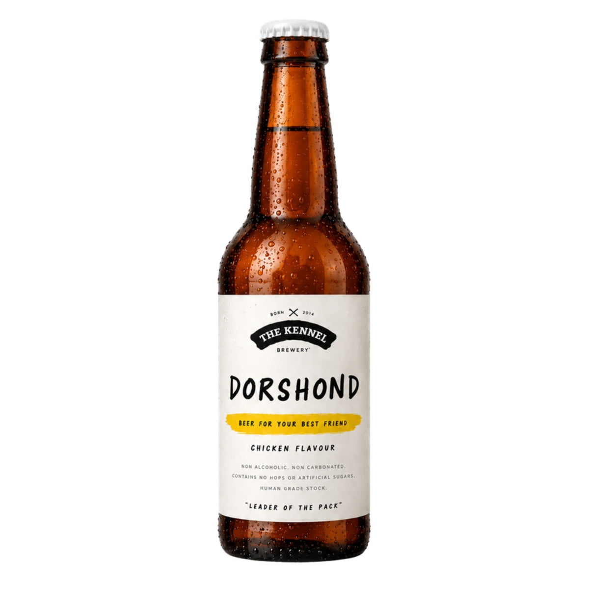 The Kennel Brewery Dorshond chicken flavour non-alcoholic dog beer bottle