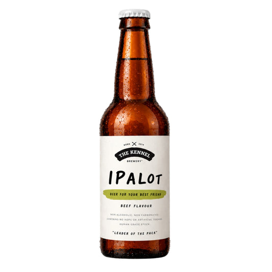 The Kennel Brewery IPAlot beef flavour non-alcoholic dog beer bottle