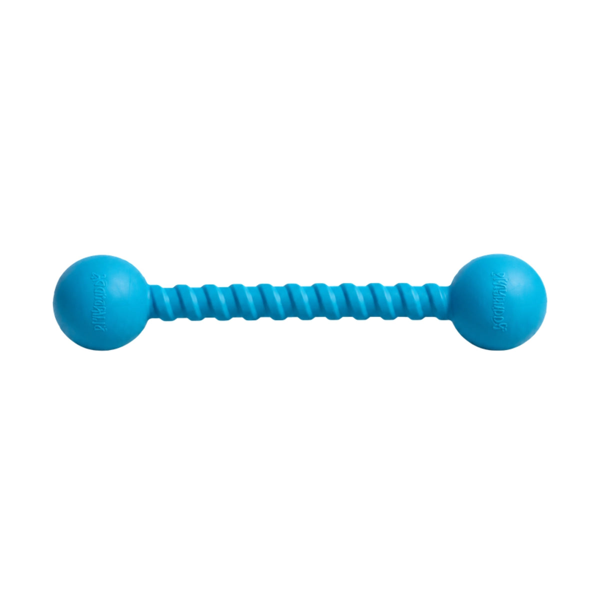 Blue PlayBuddy Twizzoo rubber tug and fetch dog toy