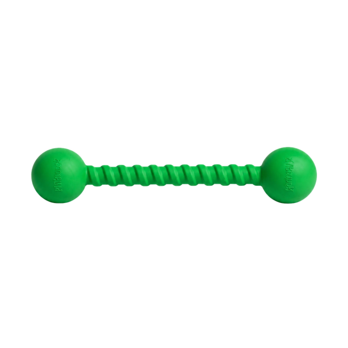 Green PlayBuddy Twizzoo rubber tug and fetch dog toy