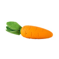 Load image into Gallery viewer, Orange Zugo Crisp Carrot squeaky rubber dog toy with green leaves
