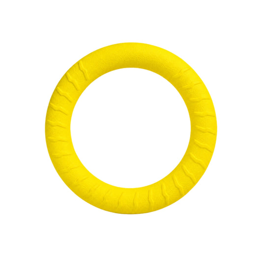 Yellow Zugo Loop Ring EVA foam floating fetch toy for dogs
