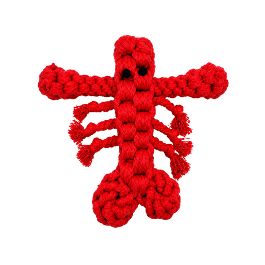 Red Zugo lobster shaped rope toy for dogs